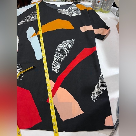🛍️BAR III Black with red and orange abstract print shirt dress size‎ XS. - Picture 11 of 11
